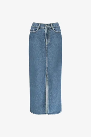 Ro&Zo High-rise Calf-length Stretch-denim Maxi Skirt