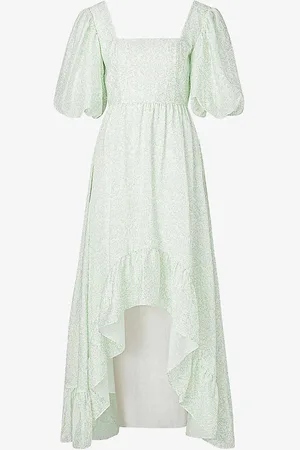 By Malina Amina Puff-sleeve Woven Maxi Dress