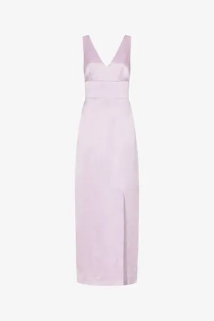 Whistles Charlotte V-neck Satin Maxi Dress