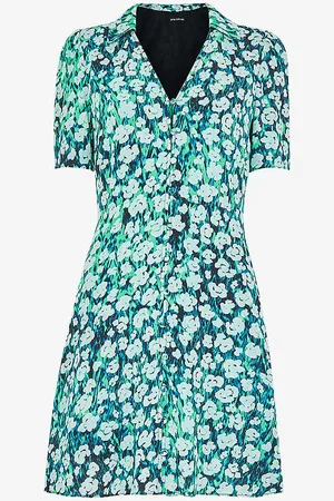 Whistles Rowal Floral-print Short-sleeve Woven Mini Dress