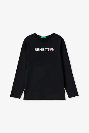 Benetton Logo-print Long-sleeve Cotton T-shirt 6-14 Years