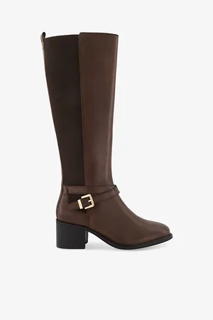 Dune Tildy Buckle-embellished Leather High-leg Boots