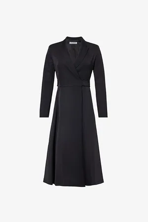 Max Mara Diorama Peak-lapel Wool-blend Midi Dress