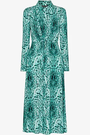 Whistles Brushed Leopard-print Woven Midi Dress