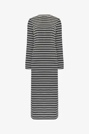 Ro&Zo Striped Fluted-sleeve Stretch-woven Midi Dress
