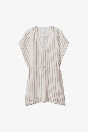 Reiss Romy V-neck Striped Linen and Cotton-blend Kaftan