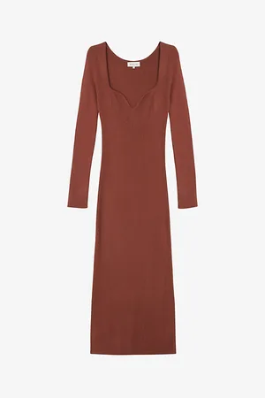 By Malina Tulip Ribbed Knitted Midi Dress