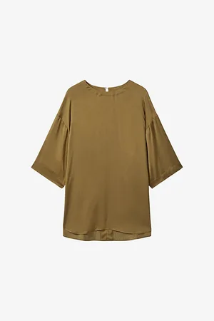 Reiss Anya Round-neck Relaxed-fit Satin Blouse