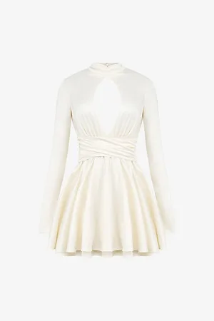 House Of Cb Aryana Bow-embellished Stretch-satin Mini Dress