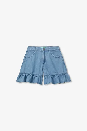 Benetton Frill-trim Cotton-chambray Shorts 6-14 Years