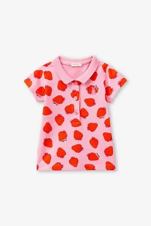 Benetton Strawberry-print Logo-appliqué Stretch-cotton Polo Shirt 3-18 Months