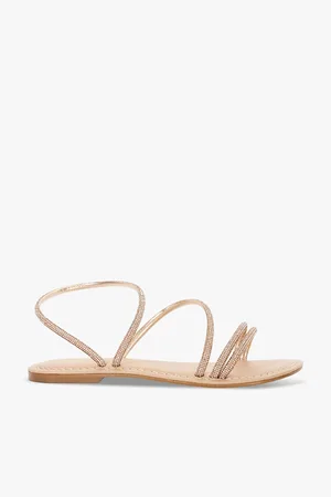 Dune Lessia Crystal-embellished-strap Flat Faux-leather Sandals