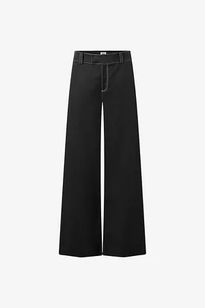 Twist & tango Ginny Contrast-stitch Wide-leg Mid-rise Linen-blend Trousers