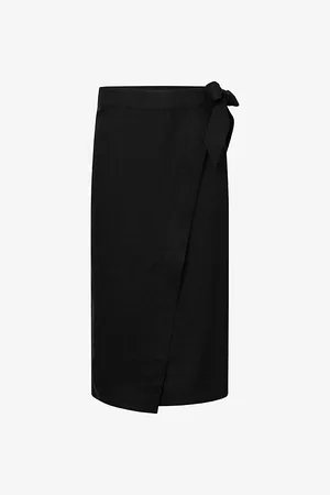 Twist & tango Vivienne Wrap-front Linen Midi Skirt