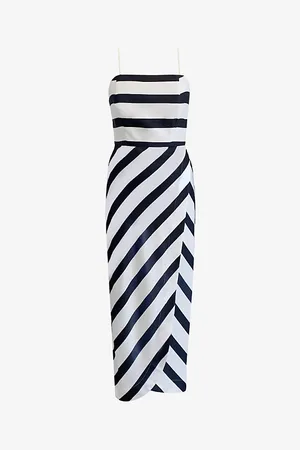 Ro&Zo Penelope Stripe-print Bandeau Linen-blend Midi Dress