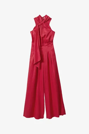 Reiss Selena Halter-neck Drape Linen Jumpsuit