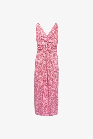 Ro&Zo Paisley-print Rushed Woven Midi Dress