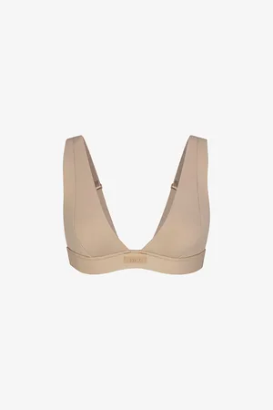 SKIMS Signature Swim Plunge Stretch Recycled-nylon Bikini Top