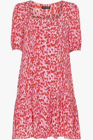 Whistles Abstract-print Puff-sleeved Woven Mini Dress
