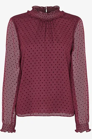 Whistles Dobby Velvet Spot-embroidered Woven Blouse