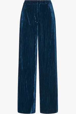 Whistles Crushed Velvet-texture Wide-leg High-rise Recycled-polyester Trousers