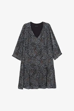 IKKS Panther and Skull-print V-neck Crepe Mini Dress