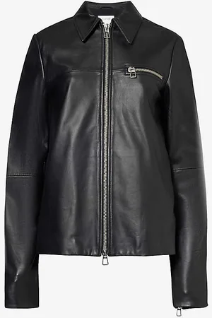 Sportmax Spread-collar Zip-pocket Leather Jacket