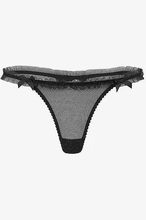 Agent Provocateur Mixi Bow-embellished Metallic Mesh Thong