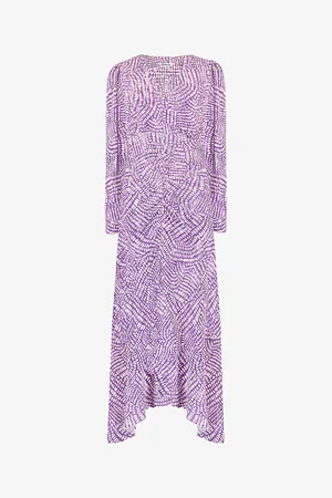 Ro&Zo Geometric-print Ruched Crepe Midi Dress