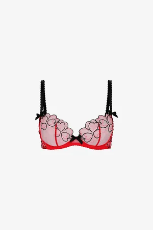 Agent Provocateur Maysie Heart-embroidered Plunge Mesh Underwired Bra