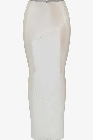 House Of Cb Colette Fitted Satin Midi Skirt