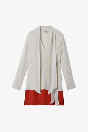 Reiss Marta Tie-neck Colour-block Woven Mini Dress