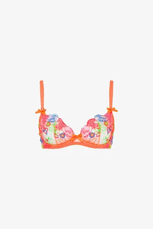 Agent Provocateur Zuri Lace-embroidered Plunge Woven Underwired Bra