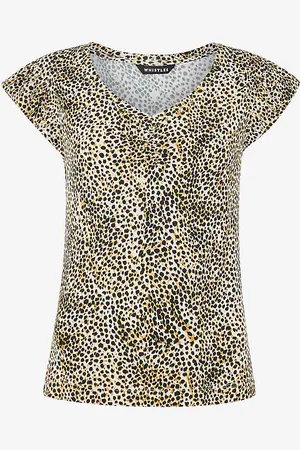 Whistles Leopard-print Frill-sleeve Stretch-woven Top