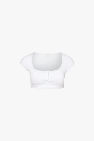 SKIMS Signature Swim Round-neck Cropped Stretch Recycled-nylon Bikini Top