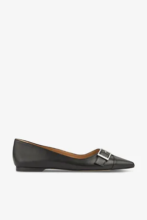 LK Bennett Brynn Buckle-embellished Leather Flat Courts