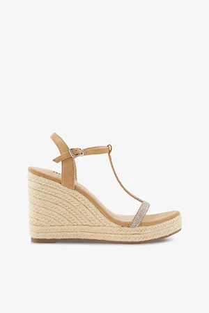 Dune Kitten T-bar Suede Wedge Sandals