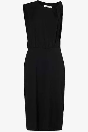 Sportmax Asymmetric Stretch-silk Midi Dress