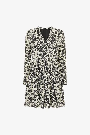 Whistles Riley Floral-print Shirred Woven Mini Dress