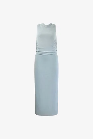 Ro&Zo High-neck Gathered Stretch-jersey Midi Dress