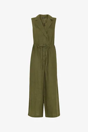 Whistles Bella Notch-lapel Wrap Linen Jumpsuit