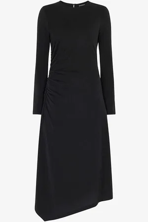 Whistles Ruched Modal-blend Jersey Midi Dress
