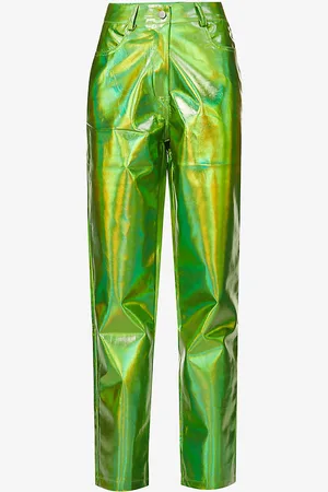 Amy Lynn Lupe Metallic High-rise Straight-leg Faux-leather Trousers