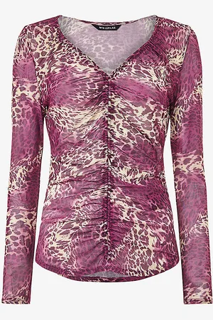 Whistles Sahara Ruched-front Leopard-print Stretch Recycled-polyester Top