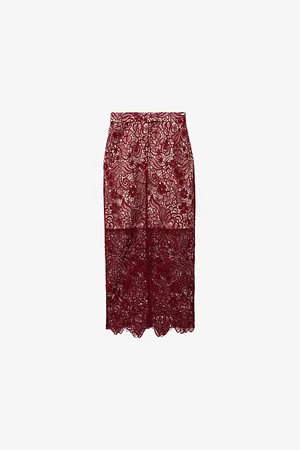 Reiss Flo Lace-embroidered High-rise Woven Pencil Skirt