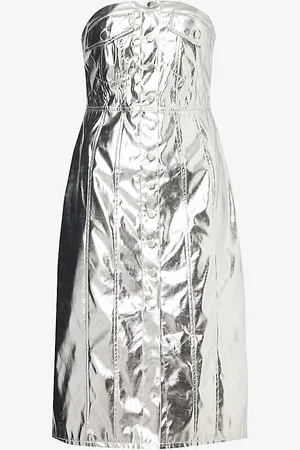 Amy Lynn Bandeau Metallic Faux-leather Midi Dress