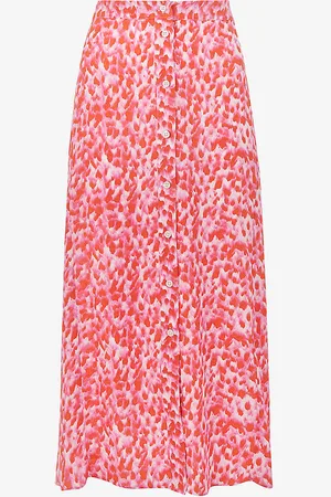 Whistles Blurred-stroke Print A-line Recycled Viscose-blend Midi Skirt