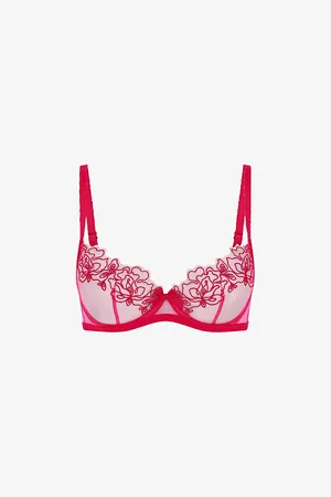 Agent Provocateur Juni Bow-embroidered Plunge Woven Underwired Bra