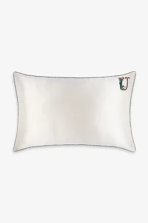 Slip Queen Letter-embroidered Silk Pillowcase 51cm X 76cm
