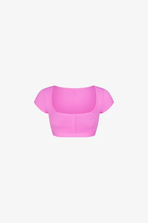 SKIMS Signature Swim Round-neck Cropped Stretch Recycled-nylon Bikini Top